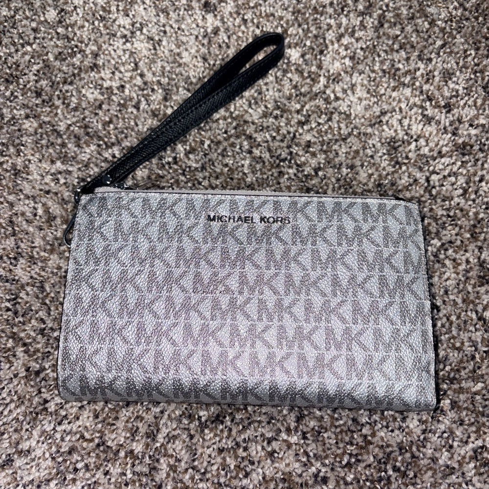 Michael Kors Monogram Silver Wristlet